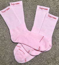 Streetwear Supreme x Hanes Pink Crew Socks 4 Pack Authentic Size 6-12 NWT