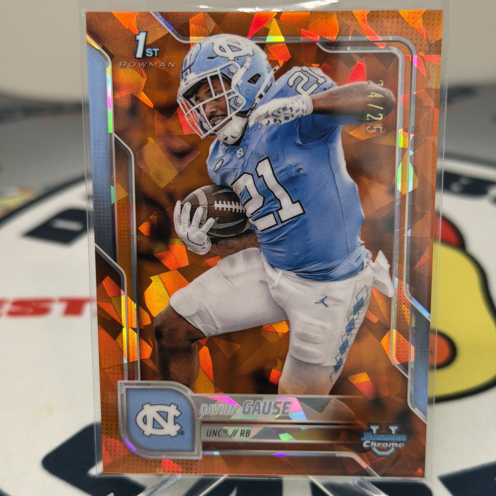 Davion Gause 2025 Bowman UC Football Sapphire #105 Orange /25 1st UNC