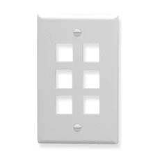 ICC FACEPLATE FLAT 1-GANG 6-PORT WHITE IC107F06WH UPC 633758004893 -