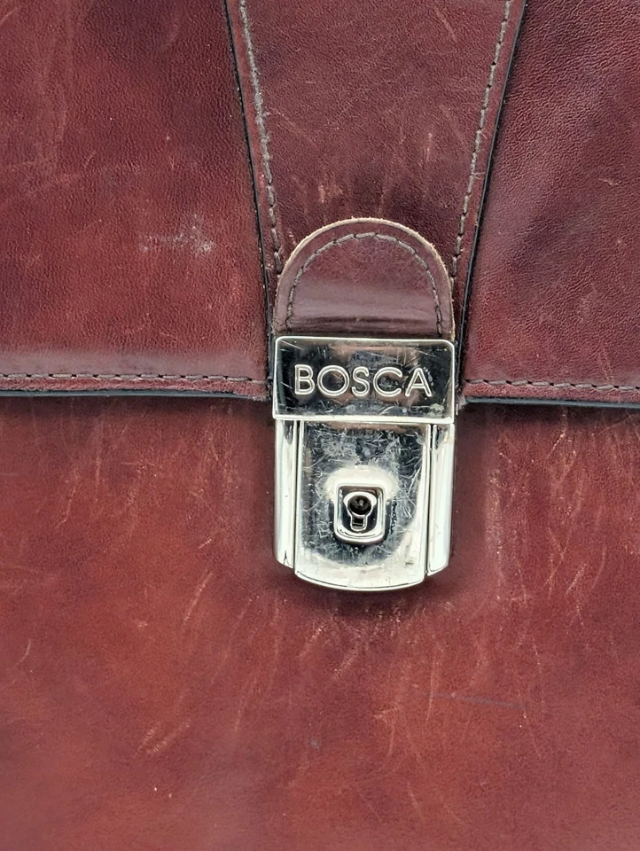 13"x17"BOSCA Oxblood Deep Burgundy Leather Briefcase with Shoulder Strap  - Image 2 of 4