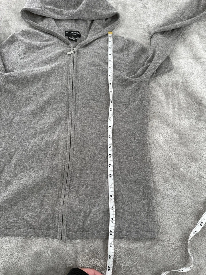 Suéter con Capucha Sutton Studio 100% Cachemira Cremallera Completa Para Mujer’s M Gris Foto 4 de 4
