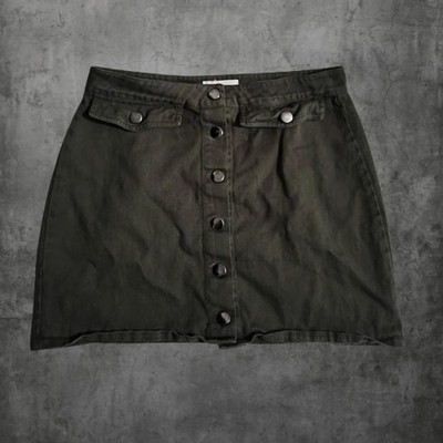 Coco + Jaimeson Olive Green Button Front Mini Skirt Womens Large Y2K Utility
