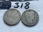 Lot (2) Barber Quarters 1908O Original US COINS 90 % SILVER Nice See Pictures !!