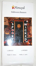 NIB Black Spooky Wicked Halloween Large Vertical Indoor-Outdoor Banner Set