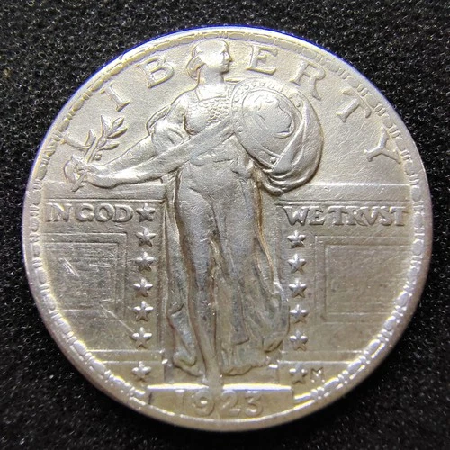 1923 Standing Liberty Quarter 25C - Philadelphia Mint  - VF-EF Details - Cleaned