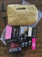 Gold MAC Cosmetics Travel Bag Filled Cosmetic Bag Travel Size Samples