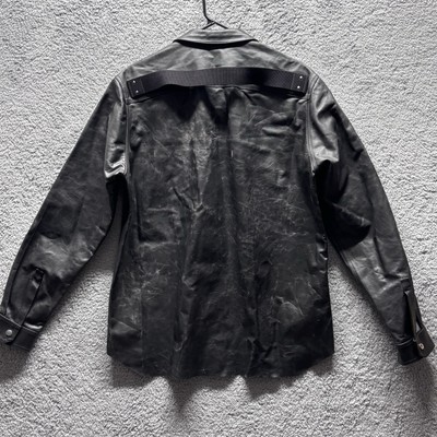 Rick Owens Mens Leather Shirt Jacket Size 40 Black Distressed