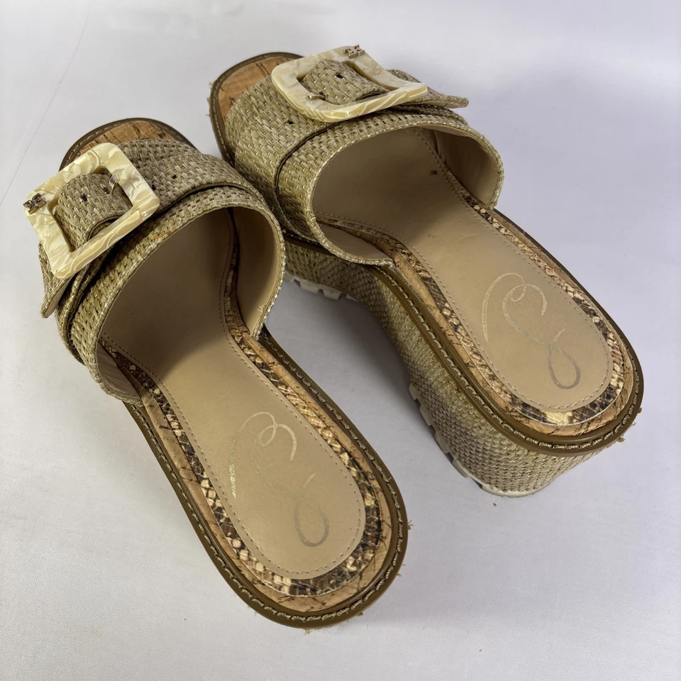 Sam Edelman Natural Raffia Women's Size 9M Livi Buckle Platform Sandals - Image 3 of 4