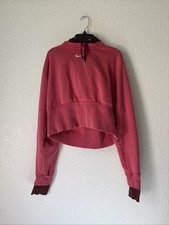 Women s Nike Cropped Center Swoosh Hoodie Size Medium Pink and Burgundy Pullover