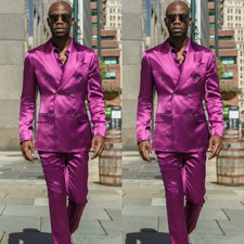 Silk Satin Men Suits Fashon Wedding Party Prom Tuxedo Banquet Menswear Slim Fit