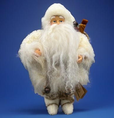 Vintage TJ Collection Santa Claus With Snow Shoes & Pokes on Wooden Stand