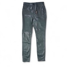 Express Super High Rise Faux Leather Green Pants Size 4R Skinny NEW