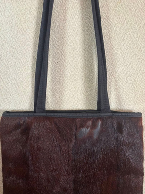 PRADA 1999 AW Nylon & Dark Brown Fur Handbag Vintage Archive