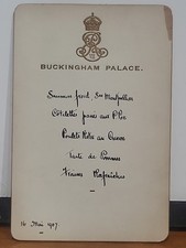 1907 Buckingham Palace Royal Menu - 1907 Imperial Conference - Birth of Dominion 1907 Buckingham Palace Royal Menu - 1907 Imperial Conference - Birth of Dominion