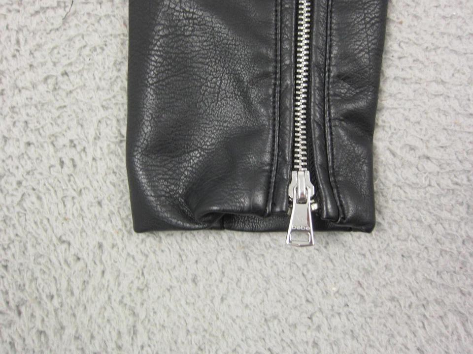 Chaqueta Bebe Vintage Mujer Pequeña Negra Imitación Cuero Motociclista Cremallera Damas Foto 4 de 4