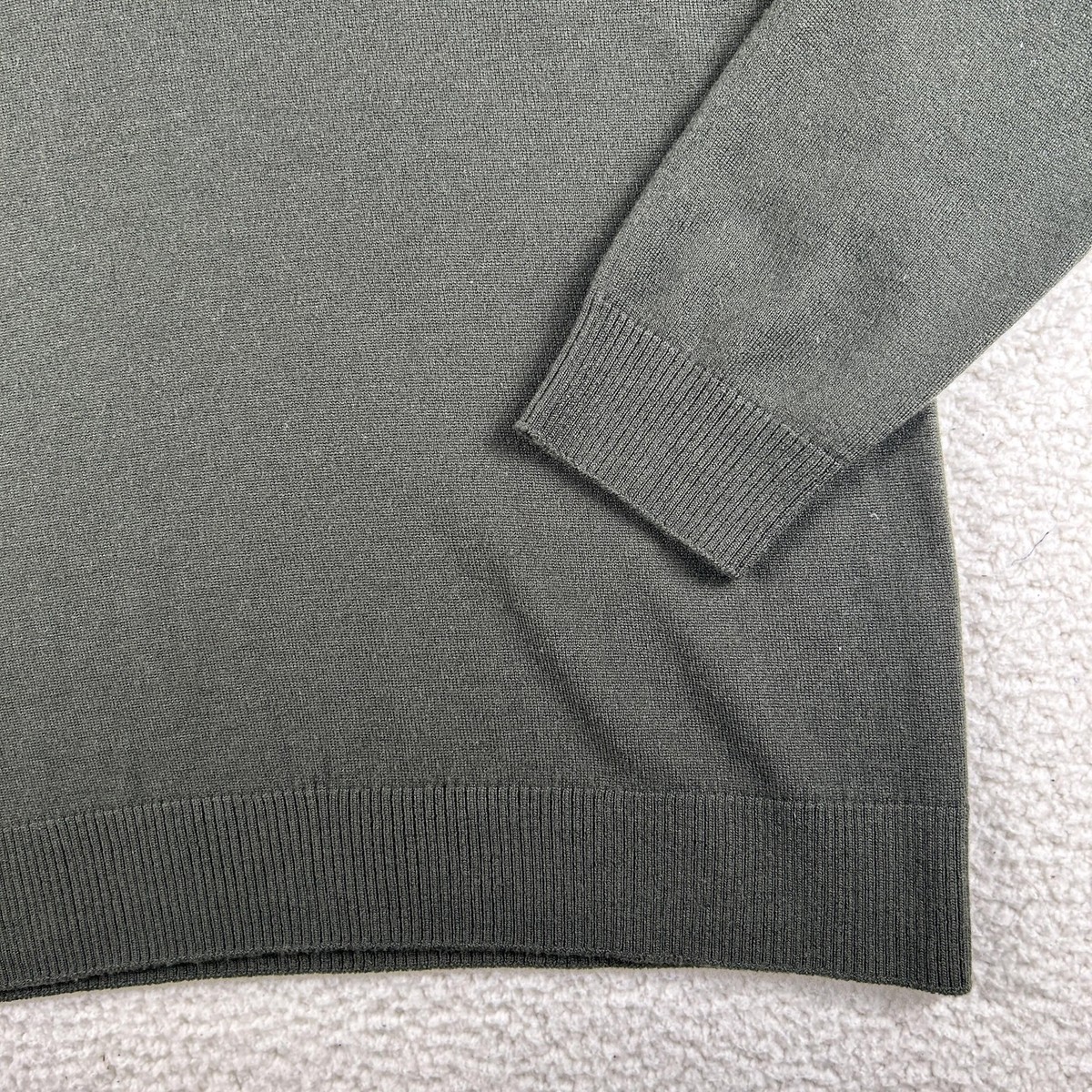 Steven Alan Sweater Mens Large Green Extra Fine Wool Mock Neck 