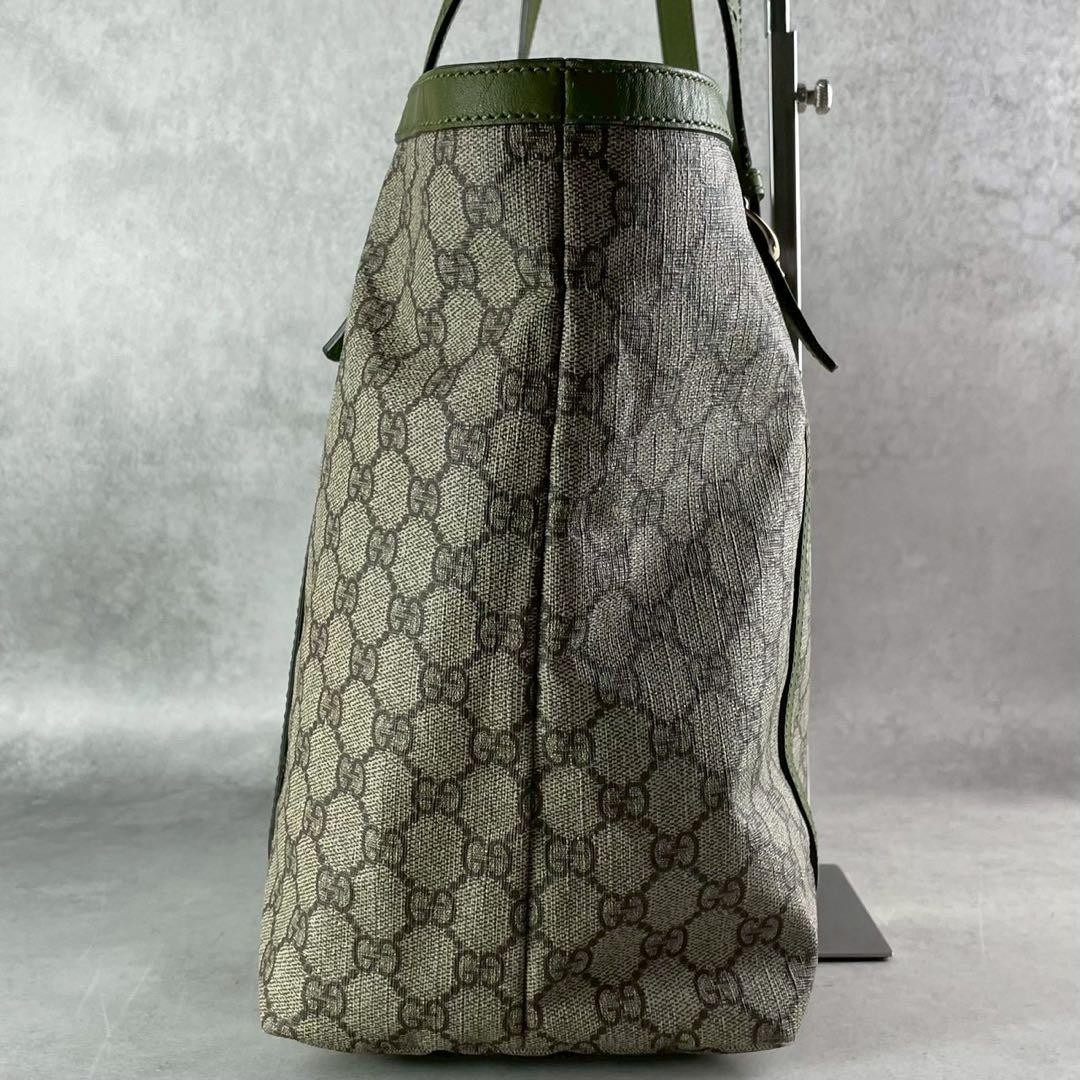 GUCCI NICE GG Canvas Tote Bag Green Unisex Large Capacity Authentic thumbnail 4