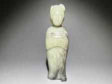Rare Chinese Tang Dy Old Jade Carved Woman Design Statue "Bai Jian" L 13.5 cm