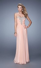 La Femme Pink Chiffon Sweetheart Evening Prom Women Dress Size10