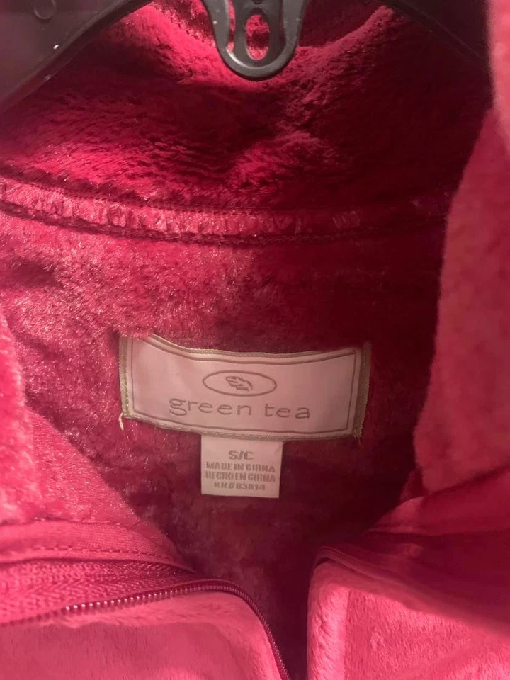 Green Tea Women Full Zip Plush Fleece Velour Faux Fur Jacket with Pockets Small - Image 3 of 3