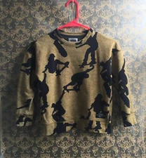 Molo Kid's Tan Skateboarding Print Sweatshirt Size 128 Milton Danish Designer