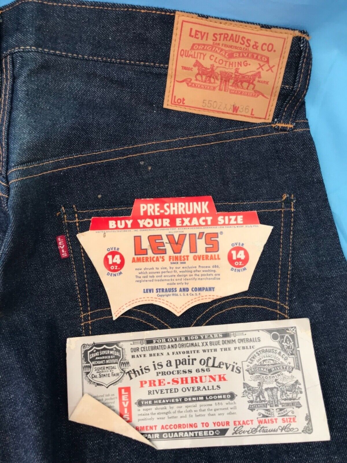 RARE LEVI’S BIG E 1960 550ZXX 36 DENIM SHORTS SEL… - image 3