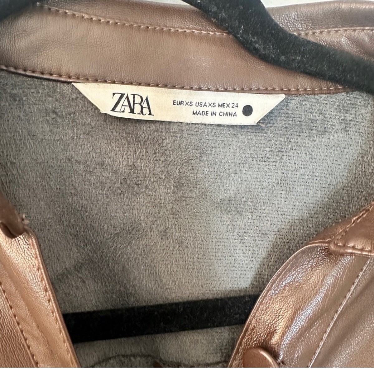Zara Buttoned Down Brown Faux Leather dress size XS | eBay