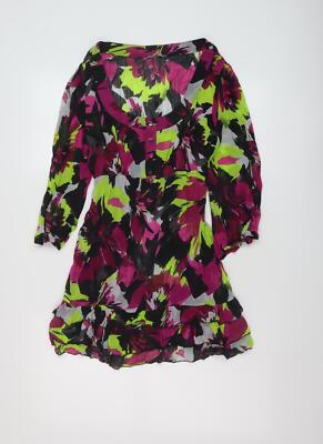 Per Una Damen Mehrfarbig Geometrisches Polyester Basic Bluse Größe 12 U-Ausschnitt