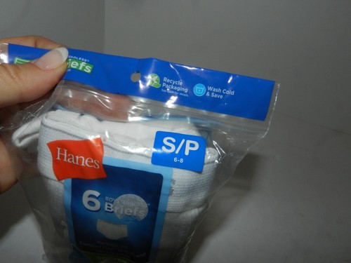 Hanes 6 Pack Pairs Tagless White Boys Briefs Underwear Size S Small (6-8) - Picture 2 of 3