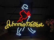 17"x14" Johnnie Walker Neon Sign Visual Real Glass Handmade Man Cave Decor MM92