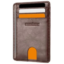 Slim Minimalist RFID Blocking Front Pocket Leather Wallets for Men Women Gift...