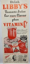 1942 Libbys Tomato Juice Vintage Print Ad Man Cave Poster Art Deco 40's