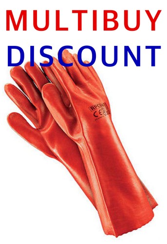 Guantes De Trabajo Guantes largos PVC limpieza de drenaje de 16" de 1 a 24 pares de seguridad química | eBay