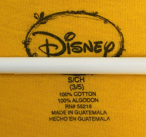 Disney Juniors Shirt Size Small 3/5 Yellow Mickey and Minnie Mouse Graphic Top - Picture 5 of 9