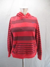 NIKE Size L Kid Unisex Red Striped Cotton Blend Front Pocket Athletic Hoodie 834