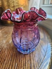 Vintage Fenton Glass Mulberry 4 1/2  Ruffled Vase