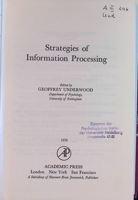 Strategies of Information Processing Underwood, Geoffrey: