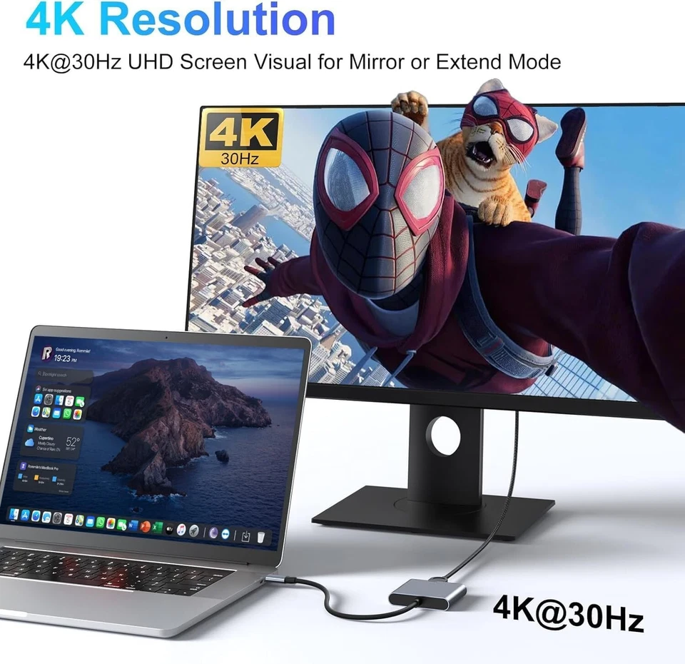 Digital AV Multiport Adapter Apple USB-C USB 3.0 To 4K HDMI AV Adapter, Grey - Image 4 of 4