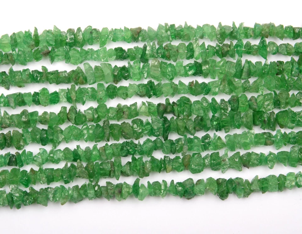 Natural Tsavorite Garnet Gemstone Beads 8 Inch Strand 4-5 MM Uncut Shape Gifted - Image 4 of 4