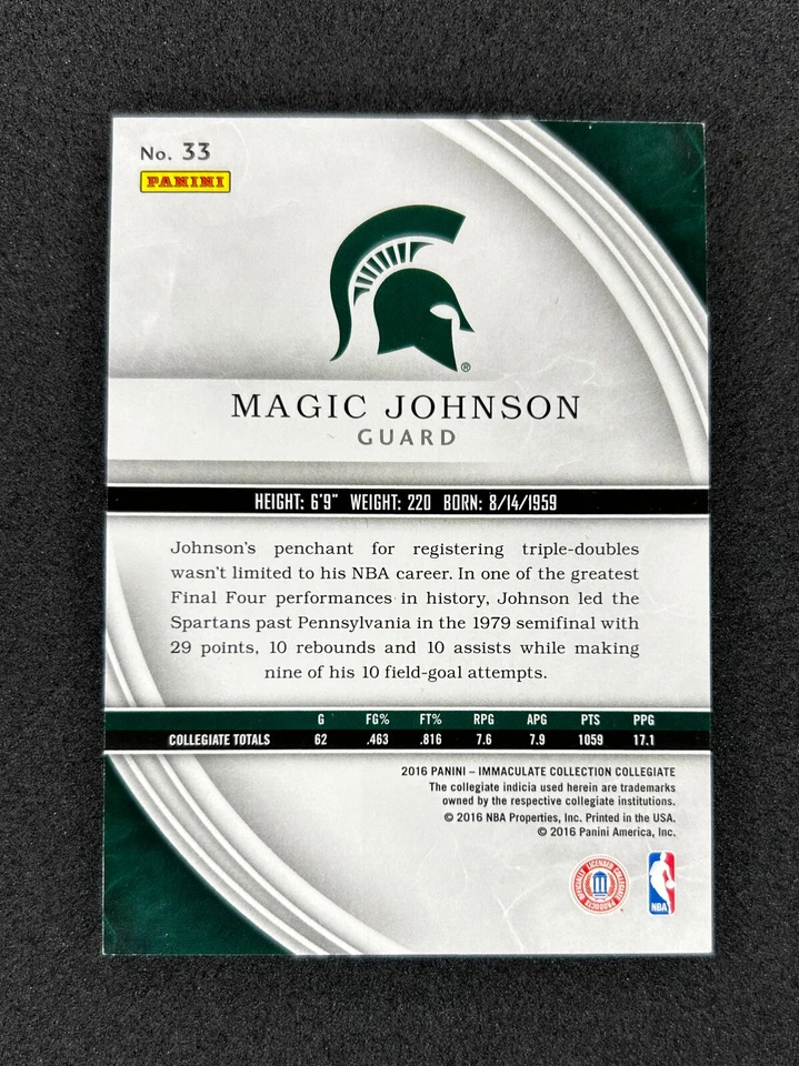 2016-17 Panini Immaculate Collegiate /99 Magic Johnson #33 - Image 2 of 2