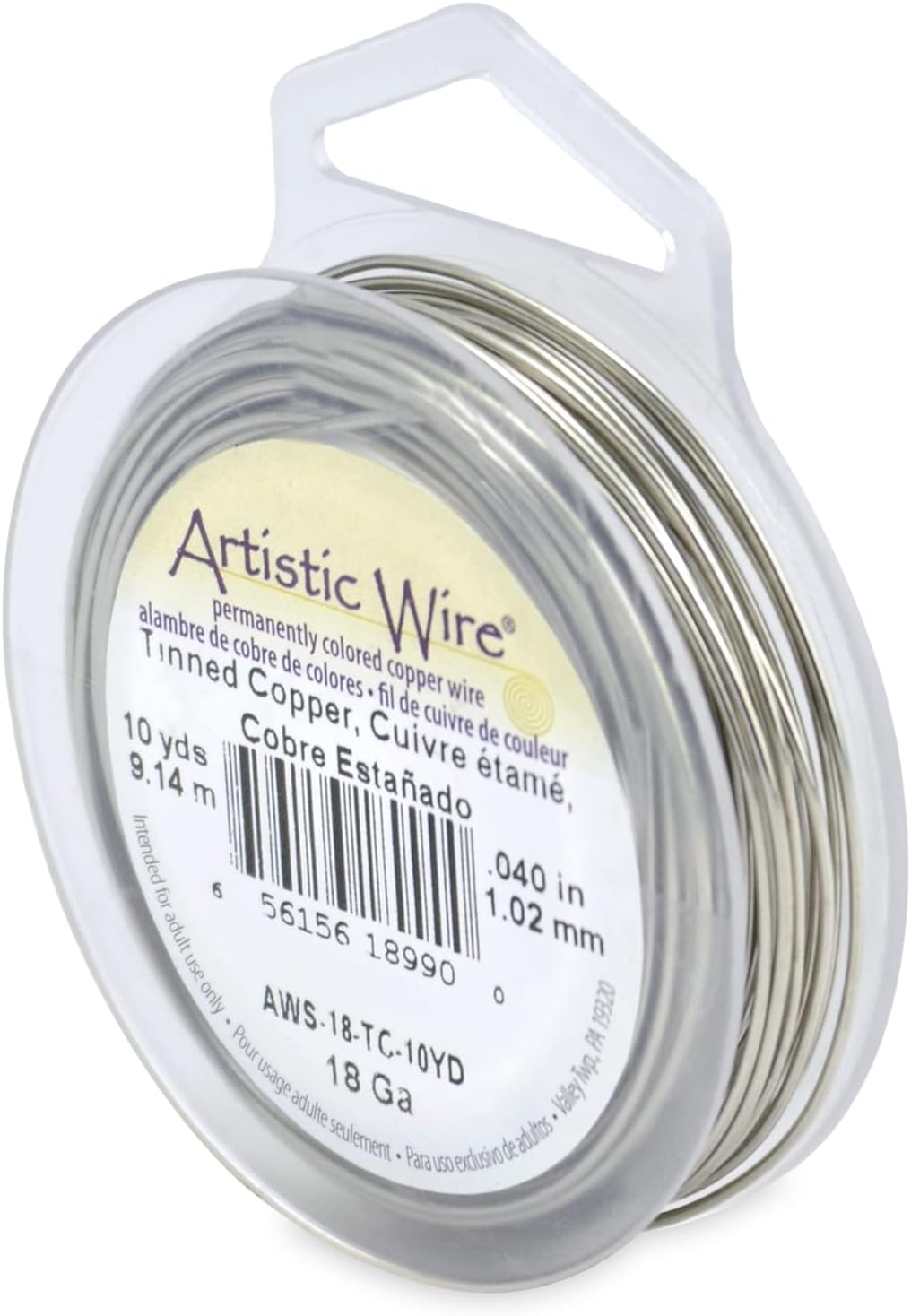 , 18 Gauge Tarnish Resistant Tinned Copper Craft Jewelry Wrapping Wire, Silver C