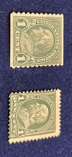 TWO 1910 Benjamin Franklin 1 Cent Stamp Green. Rare. EXM-MINT.