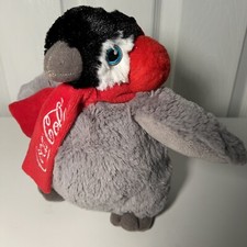 Coca Cola Baby Penguin Plush Christmas Coke ear muffs scarf gray red
