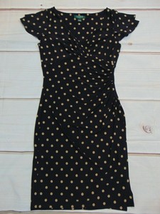 tan and white polka dot dress