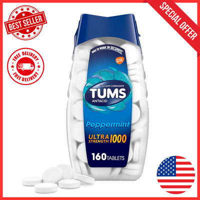 Tums Ultra Strength 1000 Peppermint Antacid Tablets, 160 Ct FREE FAST SHIPPING