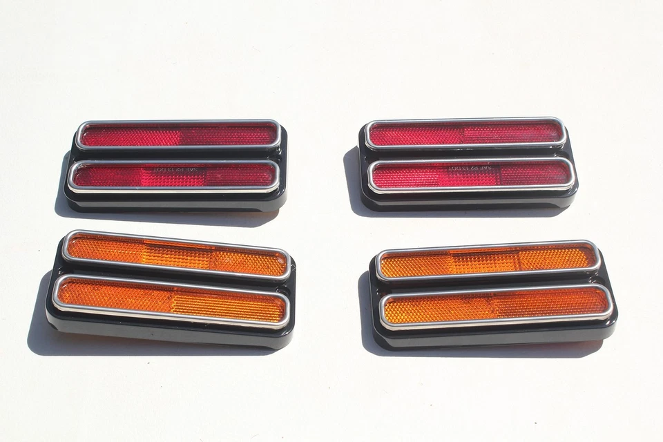 Juego de luces marcadoras laterales LED delanteras traseras para camioneta Chevy GMC borde cromado rojo ámbar Foto 2 de 4