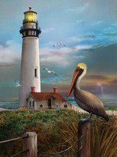 Ceramic Backsplash Tile Mural Nautical Sailing Ship - Pigeon Point Lighthouse