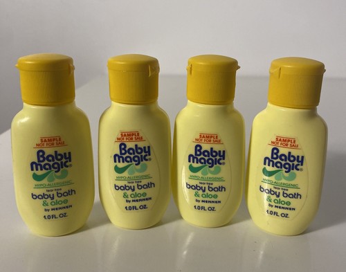 4 Vintage Baby Magic Baby Bath & Aloe Travel Sample Size a Mennen 1 oz Ea 90's