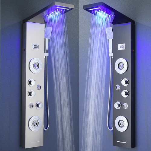Rain&Waterfall LED Shower Panel Tower Stainless Steel Massage Body Jets System - Picture 127 of 149