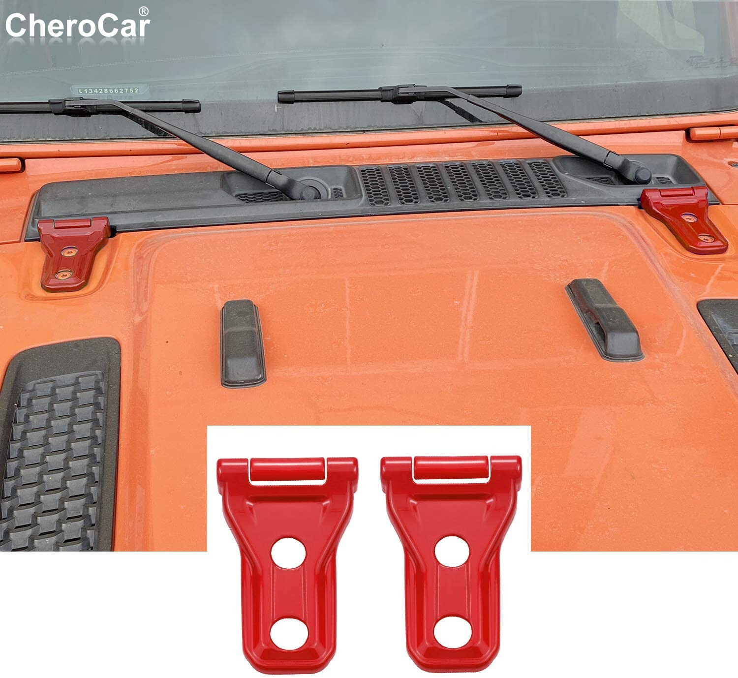 Red Hood Hinge Cover Exterior Decor Accessories for 201821 Jeep